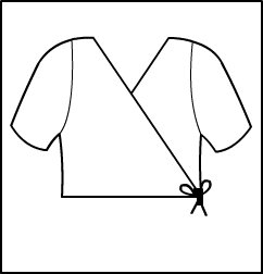 Short Sleeve Wrap Top Style #: 9109. Short sleeves wrap front top. ***Non-stock item.  Allow two(2) weeks for shipping; final sale.***