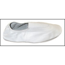 Capezio -  Athenian-Leather Gymnastic Slippers Style #: 110. Gymnasts appreciate the snug fit provided by the elastic binding and by the elastic V insert over the instep. The flexible suede sole is enhanced by the rubber patches on the ball and heel of the foot. This feature allows for improved control and traction. This shoe is ideal for workouts and vaulting.FULL SIZES ONLY.
