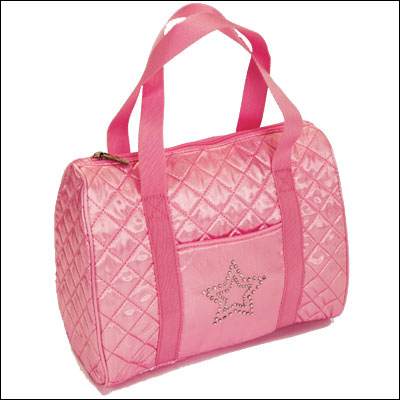 Quilted Satin Duffle Style #: B17C. Quilted Satin Duffle Bag. Dimensions: 12" W x 9.5" H x 5" D