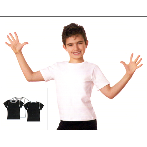 Fitted Short Sleeve Pullover Style #: B190. Boys stretch cotton/lycra short sleeve dance shirt
