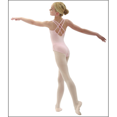 Camisole Leotard with Double Back Straps Style #: BD105. Camisole Leotard with Double Back Straps.Adult style features shelf bra lining. Children's style features full front lining. <br>

Note: Adult sizes not available in Pink.<br>
Note: Children's sizes not available in Aquasea or Lapis.