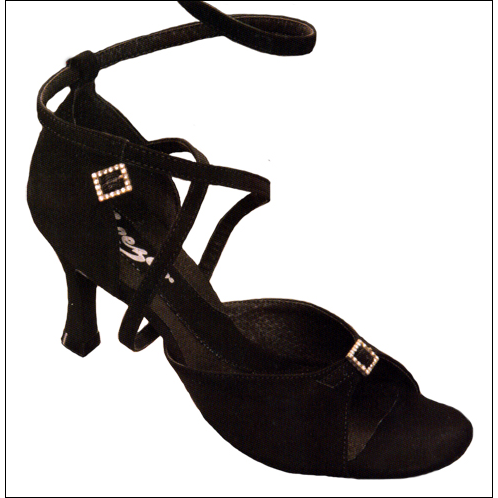 "Elli" By Capezio Style #: BR40. Look great and dance with more support in the new Capezio® Elli. This new dual-adjusting open toe ballroom elegantly fits any foot type with a patten that includes an adjustable strap on the vamp. The extra long ankle strap with rhinestone buckle can channel through the sole for added stability and ease of fit. The split-sole construction features a finished edge suede forepart that is fused and reinforced with a zig-zag stitch to a leather sole that breasts the heel. It provides superior flexibility without sacrificing support or durability. The pattern is sculpted to follow the contours of the foot. This new look is inspiring, sexy and sleek. The insole construction - beveled and featuring a 3/4 shank - flatters and enhances our new sole combination and includes a fully flexible, cushioned forepart. Featuring non-slip suede, the signature socklining is sculpted and crafted to mimic the sole. A 2.5 inches fully-wrapped Latina heel gives this shoe the perfect profile. Extra long ankle strap can be personalized to your preference.