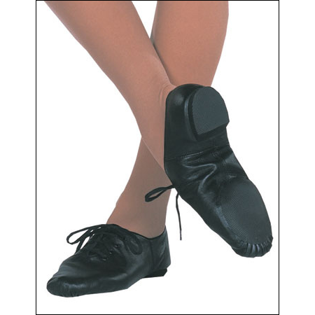 capezio - Split Rubber Sole Jazz Shoes Style #: CG02C. Capezio®'s split-sole design in a classic jazz oxford style. The soft leather upper wraps completely around the arch providing comfort and ultimate flexibility. Rubber patch on sole and rubber heel.
