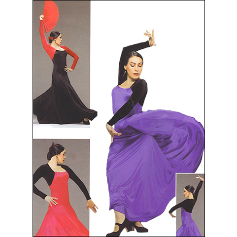 Bolero Lycra and velvet Velour Flamenco Dress Style #: OSD-297. Long Sleeve stretch velvet bolero top, lycra princess bodice leotard, square neck, inset lycra drop waist skirt.  

<li> Non-stock item. Allow two weeks for shipping. If unable to wait two weeks please call to check availablity.<br>
<li> Can also be made in other color combinations. Call to enquire about other fabric and color availabilties. Additional charges my apply.<br>
<li> Check out our high quality Flamenco Shoes-in the shoes section of our site.<br>