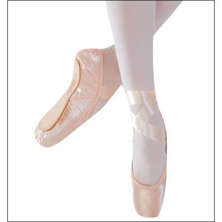 Capezio "Glissé Pro" Pointe Shoe Style #: G115. Capezio®'s "Glissé Pro" and "Glissé Pro ES" are a combination of the original Glissé with a few adjustments to make a shoe that meets the needs of each individual dancer. The Glissé Pro is built on the same last as the Glissé and features a broad, feathered and hand-molded toe box and a higher platform. The "U" shaped vamp has ¼" lower sides and 1/8" lower back height with a shortened buffed sole and suede sock lining. Ribbons not included.