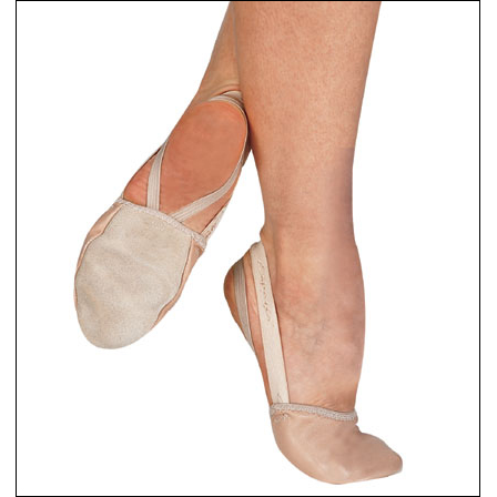 Capezio- Pirouette Modern Shoe Style #: H06. Capezio®'s Pirouette shoe consists of Second Skin leather with Lycra® and features a supple suede sole that has been crafted and stitched to the upper in the most streamlined manner allowing for a seamless feel and improved fit. A tonal Capezio® C is embossed on the upper and the Capezio® signature can be found on the soft elastic binding. This versatile shoe is suitable for many disciplines of dance including lyrical, ballet and contemporary dance.<br><br>
The Pirouette is the most advanced and a step above the competition. Designed with movement in mind, the Pirouette embraces classic design and employ's the latest technology. Second Skin Leather with Lycra® creates a wonderfully soft and mobile shoe and allows for full toe articulation. A soft elastic binding keeps the shoe in place without pinching. One-sized Capezio® plush elastic is attached as the primary elastic with secondary elastics attached under the arch. The elastics are attached so that each user may customize how the shoe is worn. Designed for the rhythmic gymnast, this shoe is a perfect crossover for lyrical, ballet, contemporary dance, gym, body movement, yoga and Pilates. This shoe is also the perfect answer for scholastic programs that prohibit open toed shoes on their stages and in their classes.