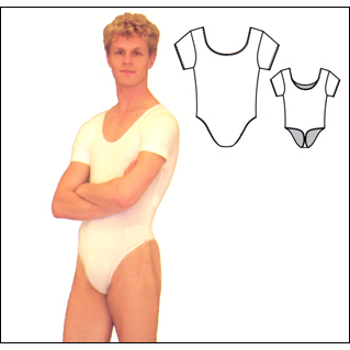 Short Sleeve Leotard With A Thong Back Style #: 881T. Short Sleeve Men's Leotard With a Thong Back. 

<li> Please allow 2 weeks for shipping.
<li> Can be made in other colors. Please call for fabric and color choices.