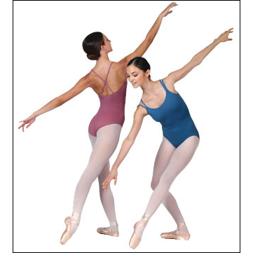 Cami Leotard with Crossed Double Straps Style #: HW405. High neck leotard with front zipper and back key hole.
