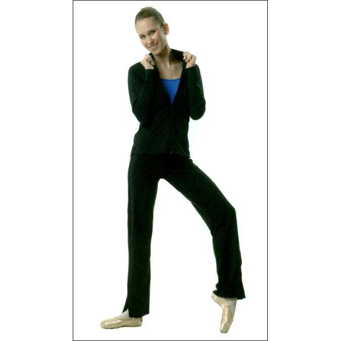 Jacket With Front Zipper Style #: HW737. Jacket with front zipper, contoured waist line, cover stitch details and slightly longer back.