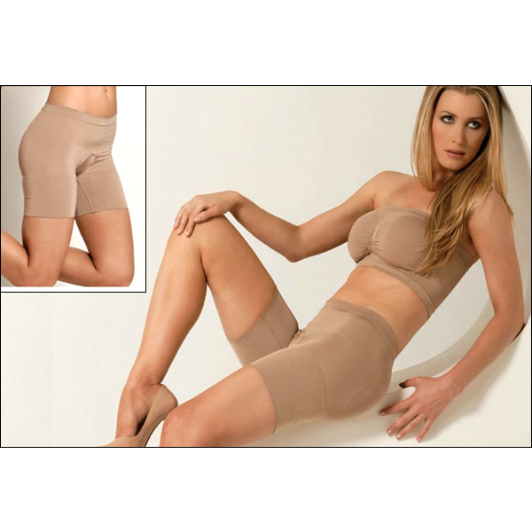 Charm - Boxer Shaper Style #: JF012. Seamless body shaper.<br>
Soft, seamless comfort waist band.<br>
Sits at natural waist to slim lower abdomen.<br>
Wide support band reduces bulge on thigh. <br>
Slims tummy and thighs. <br>
Lifts buttocks.<br>