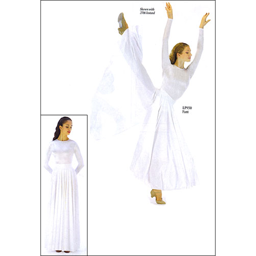 Polyester Double Circle Pant/Skirt Style #: LP950 / OSB-117. Wide elastic and lycra waistband.Extra long palazzo pant/skirt style.

<li> Non-stock item. Allow two weeks for shipping. If cannot wait two weeks    please call to inquire about possible rush production.
