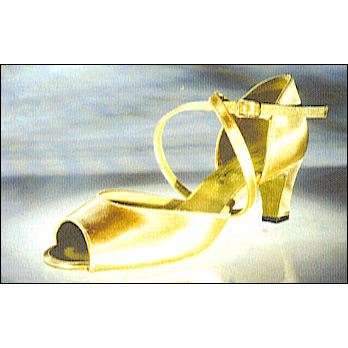 "Laura" Ballroom Shoe -By Freed Of London Style #: LAURA-LB. Tan Satine finish leather upper. suade soles. 2" Louis heel.