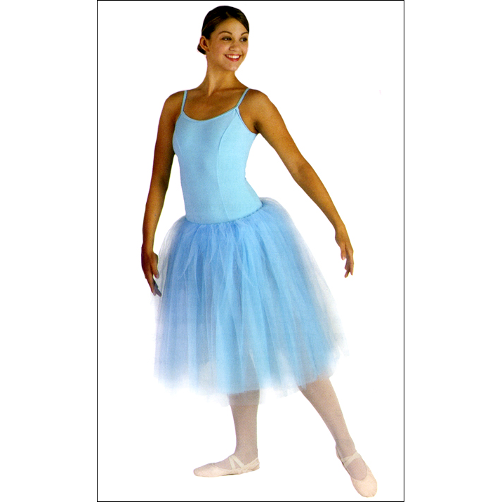 Romantic Tutu Skirt- Mid length Style #: MS-4918. Four-Tier tulle chiffon mid-length tutu on matching elasticized waistband.<br>
<br>
<li>Child small fits 4/6 and 6x/7.<br>
<li>Child Medium fits 8/10.<br>
<li>Adults Small fits Child Large/XL and Small/Medium Adults .<br>
<li>Adults Large fits  Large/XL Adults .<br>
<li>Top Skirt Length:</b> SC-18", MC-22", SA-LA-26".<br>
<li>Shown in picture with Leotard #0210- sold seperately.<br>
<br>
<li>Limited availability. Please allow 2 weeks for shipping. If unable to wait please call to check available stock.<br>