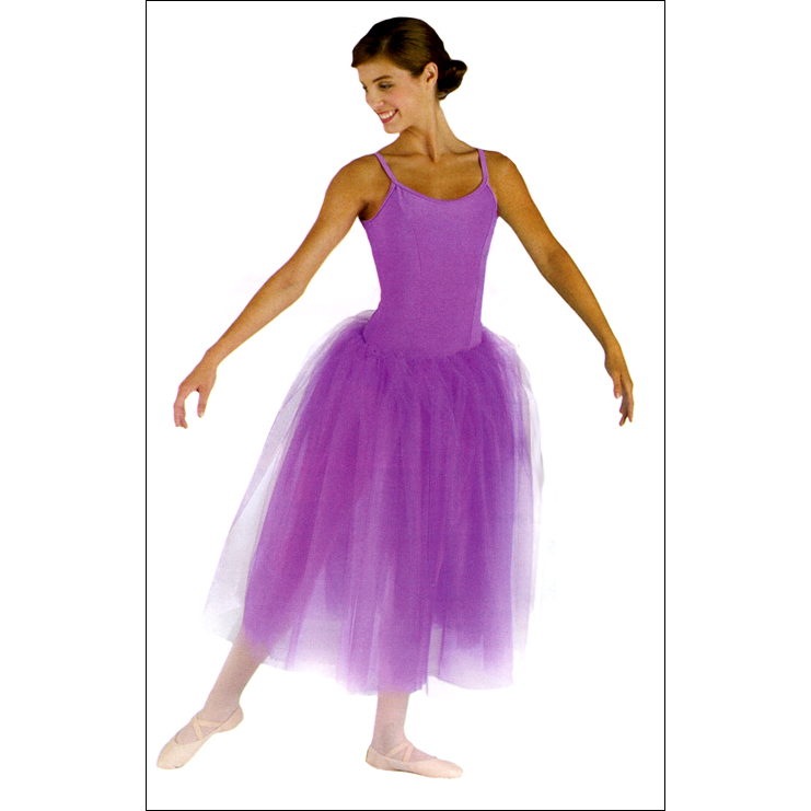 Romantic Tutu Skirt- Long Style #: MS-4919. Four-tier tulle and chiffon tutu on matching elasticized waistband.<br>
<br>
<li>Child small fits 4/6 and 6x/7.<br>
<li>Child Medium fits 8/10.<br>
<li>Adults Small fits Child Large/XL and Small/Medium Adults .<br>
<li>Adults Large fits  Large/XL Adults .<br>
<li>Top Skirt Lengths:</b> SC-22", MC-26" SA-LA-30"<br>
<li>Shown in picture with Leotard #0210- sold seperately.<br>
<br>
<li>Limited availability. Please allow 2 weeks for shipping. If unable to wait please call to check available stock.<br>