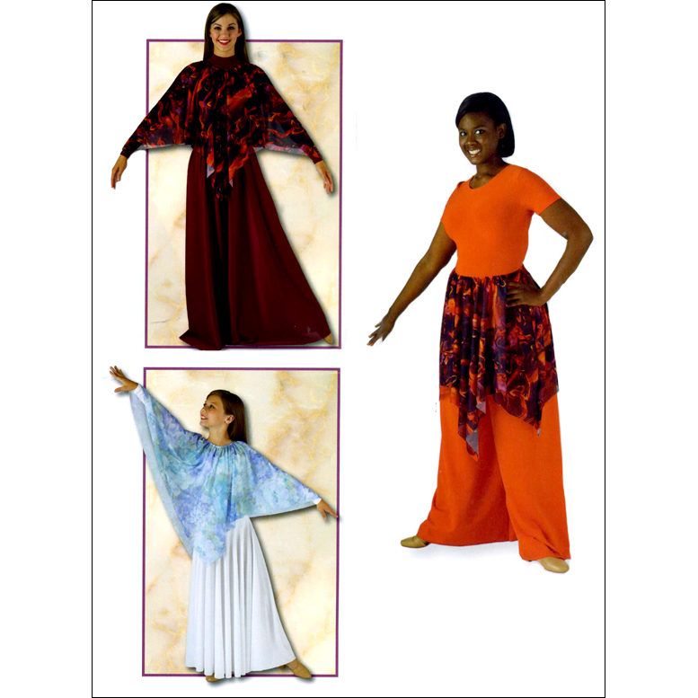 Printed Liturgical Cape Or Skirt Style #: MS-80731. Pointed multi color printed sheer crepe skirt(or Cape) with elasticized waist.<br>
<br>
<li>Shown in picture over Dress # 512-sold separately.<br>
<br>
<b>Limited availability. Please allow 2 weeks for shipping. If unable to wait please call to check available stock.<b/>