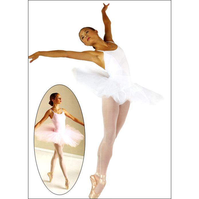 Classical Tutu Band Style #: MS-92382. Barbed six-tier graduated tulle and net tutu on matte Nylon Lycra compression panty.
Top Skirt Lengths: MC-14", LC-LA-15", XLA-16"
<br>
<br>Shown in picture over Leotard # MS-92696, sold separately.
<br>
<b>Limited availability. Please allow 2 weeks for shipping. If unable to wait please call to check available stock.<b/>