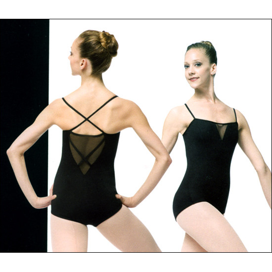 Sweetheart Camisole Leotard Style #: P610. <li> powermesh front & Back V inserts
<li> Criss Cross back detailing
<li> Princess & center front seams
<li> Power mesh supportive shelf bra lining