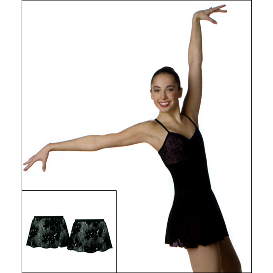 Lace Hip wrap skirt Style #: P7009. <li> Wrap skirt sits fashionably on the hips.<br>
<li> Velvet binding trim & ties