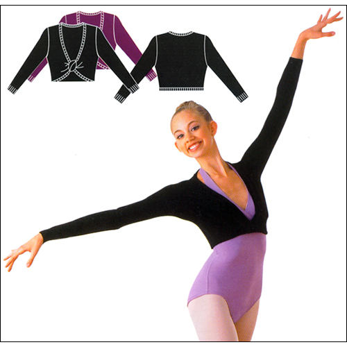Twist Front Pullover Top Style #: P900. Long sleeves crop sweater with ribbed cuffs and twisted front knot.<br>
Rib binding neck and body trim.
Soft European yarn.