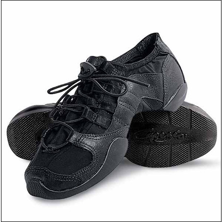 Capezio"Matrix" Dansleeker Style #: PP06. The new Dansleeker features ProPointe Construction and Second Skin Technology. Mestisto leather and lycra hug the foot while elastic speed lacing works with the corset style ribs to adjust the fit for more support. New molded, lightweight PVC sole has stability wings and flex grooves to reduce the shock of high-impact landings, improve lateral stability and maintain flexibility. Elastic topline provides a comfortable, snug and supportive fit. DRYZ footbed.Available in full sizes only, 1/2 size costumers should order the next full size up.