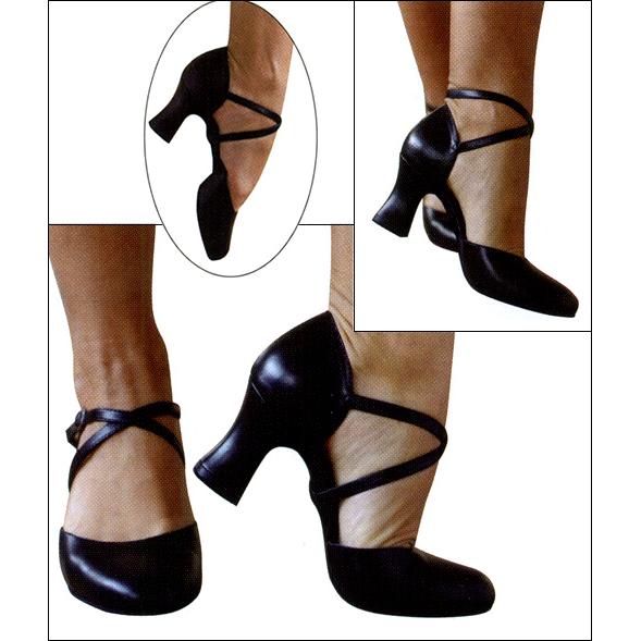 "Rita" - 2" Heel Ladies Cabaret Fusion Shoes Style #: 105L. Cross trainer

<li> 2" heel with a flexible shank
<li> Suede sole & suede heel lift
<li> Glove-calf leather
<li> Signature S-shape elastic arch insert
<li> Half shank on "Slender lateral Balance" heel
<li> Anatomically correct, perpendicular positioned heel
<li> "No pin" signature slide buckle for an individual fit
<li> 3/4 shank for point work