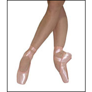Bloch-"Sonata" Pointe Shoes Style #: S0130L. "Sonata" by Bloch® is designed for professionals and advanced students, and features a high and wide toe platform. These shoes make the dancer feel lifted from the floor when on pointe. The arch support is felt right under the front section of the heel. 3/4 skived shank.
<br><i>Ribbons not included
