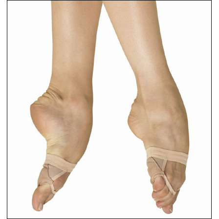Adult “Foot Thong III” Style #: S0675L. Bloch®'s "Foot Thong III" is virtually invisible on stage and features a silicon lined rubber support that is double stitched to the suede pad under the arch and is placed around the instep of the foot to prevent the thong from slipping forward. The foot is protected by durable fine suede sole, which is double sided for maximum absorbance with non-slip tendency. Pull on without any need of Velcro® or laces and once on, it molds to all foot types like second skin.