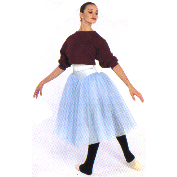 Long Tutu Skirt With Built in Trunk Style #: OS-332. Lycra trunk with attached tulle over chiffon and net ballet skirt.25 inches long.
<li> Limited availability. Allow 4-6 weeks for shipping. If unable to wait, please call to check availability .