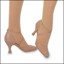 Capezio-X-Strap Ballroom Pump Style #: BR09. Featuring a pointed toe and X-strap styling, this shoe has a 2 1/2 Inch contoured heel and a non-slip suede sole. It is fully lined and cushioned for comfort.