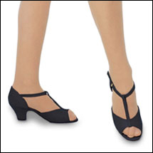 Capezio - Cuban Heel Latin T-Strap Sandal Style #: BR14. One of our most popular styles, this classic T-strap Latin Sandal features a 1 1/2 Inch Cuban heel. It is cushioned for comfort, has a non-slip suede sole and is fully lined.