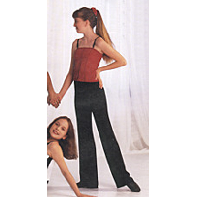 Children's Cotton/Lycra Jazz Pants Style #: DP1325A. Flare leg jazz pants for girls.Fit is slim through the hips and upper thighs, then flares out for lower leg.Matte Cotton/Lycra fabric.Elastic waist.A classic style.
