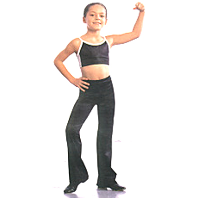 Children's Spandex/Lycra Jazz Pants Style #: DP1825C. Flare leg jazz pants for girls. Leotard not included. Fit is slim through the hips and upper thighs, then flares out for lower leg.
