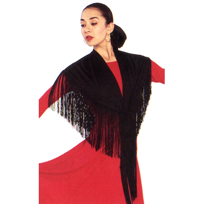 "Pico" Shawl **FINAL SALE*** Style #: FL35. 60" by 29" Triangle. 5" Crochet Fringe.ALLOW 4 TO 6 WEEKS DELIVERY.
Soft and lusterous polyester fabric.
NO RETURNS OR REFUNDS ON MADE TO ORDER ITEMS.<li> Check out our high quality Flamenco Shoes-in the shoes section of our site.<br>