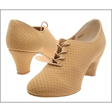 Freed of London" Milano" Shoe Style #: MILANO. <li> The definition of comfort!<br>
<li> Closed toe lace up dance shoe with suede sole.<br>
<li> 2 inch shaped Cuban heel.<br>
<li> Lightly padded footbed for added comfort and support.<br>
<li> Available in black or taupe perforated nubuck.<br>
<li> 2 inch heel.<br>