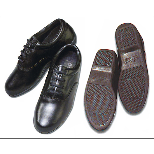 Style Plus- Pinnacle Style #: PINNACLE. <li> The Style Plus Pinnacle uppers are made of the finest quality leather. Our shoes have it, other companies just claim it. This soft and comfortable leather not only has your band feeling good, but looking good also.<br>
<li> Complete with a removable cushioned arch insert and built in comfort zones to ensure maximum fit and comfort.<br>
<li> Our one piece durable rubber sole gives you all the stability and traction you will need on any surface. The flexible sole comes complete with a BEVELED HEEL to give you greater fluid movement and glide step execution for your entire band.<br>
<li> A Soft tricot vamp lining gives your feet the comfort they deserve. we want your feet to love this shoe as much as we do.
<li>Easy Care-these shoes will look great for years.<br>
<li>Comes in Woman's And Nen's sizes.Please specify.<br>
<li>Call us to inquire about group discounts.<br>