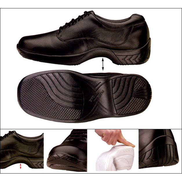 "Plus One" Band And Dance Sneaker Style #: PlusOne. <li> Nappa leather upper.
<li> First protected split-sole band shoe.
<li> Extremely soft upper gives comfort so your band members can perform.
<li> Heel with corps style curve.
<li> Padded collar with achilles comfort notch.
<li> Tricot lined with foam cell base.
<li> Designed for every conceivable marching technique.
<li> Non slip sole with strategic traction points.
<li> Women’s sizes 5 to 12 including all half sizes in medium and wide widths.
<li> Men’s sizes 6 1/2 to 16 including all half sizes (except 11 1/2, 12 1/2, 13 1/2, 14 1/2, 15 1/2, 16 1/2) in medium and wide widths.