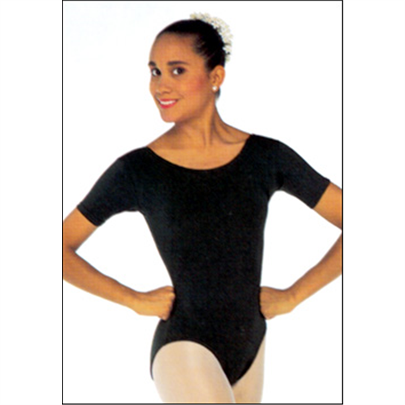 Justaucorps à Manches Courtes Capezio Femme - Coton Élasthanne, Encolure Classique, Pour Danse Et Studio