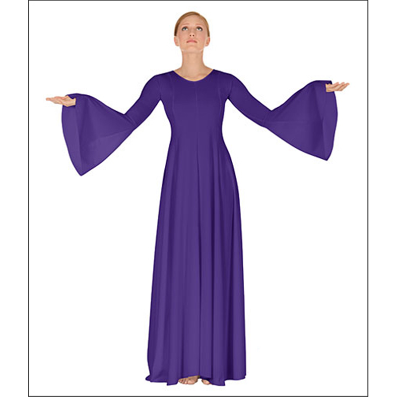 purple bell sleeve dress