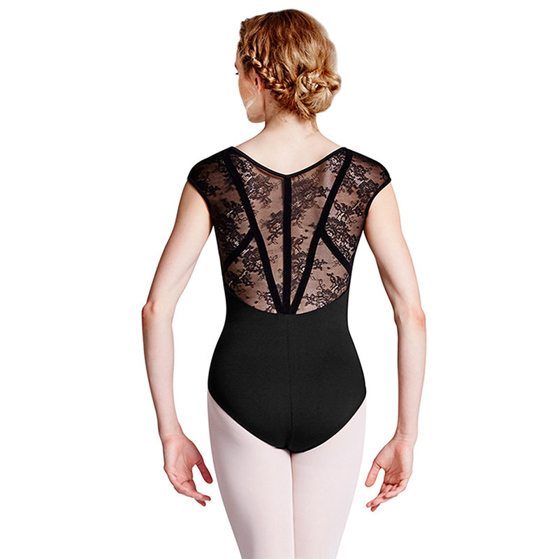 Womens Lace Back Short Sleeve Leotard 